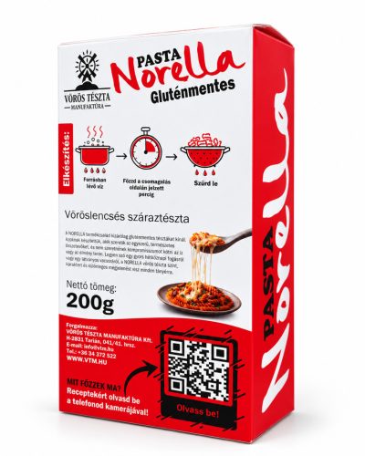 PASTA NORELLA - Vöröslencse orsótészta 200g 
